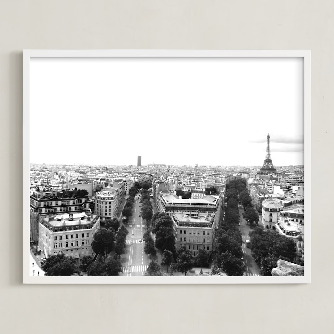 "The Streets of Paris" - Art Print in Black and White by Kelsey McNatt - Framed