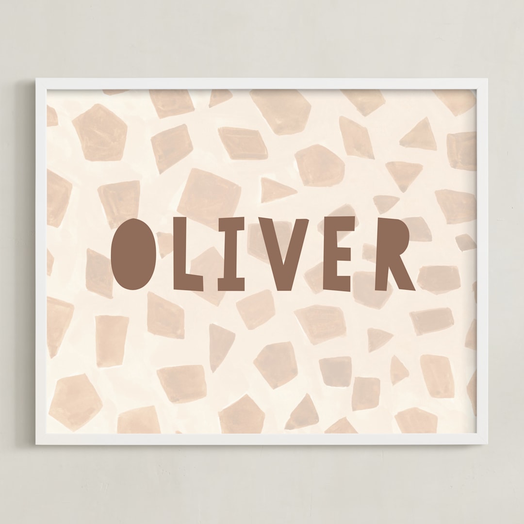 "Safari Friends 2" - Personalized Art Print in Brown by Teju Reval - Framed