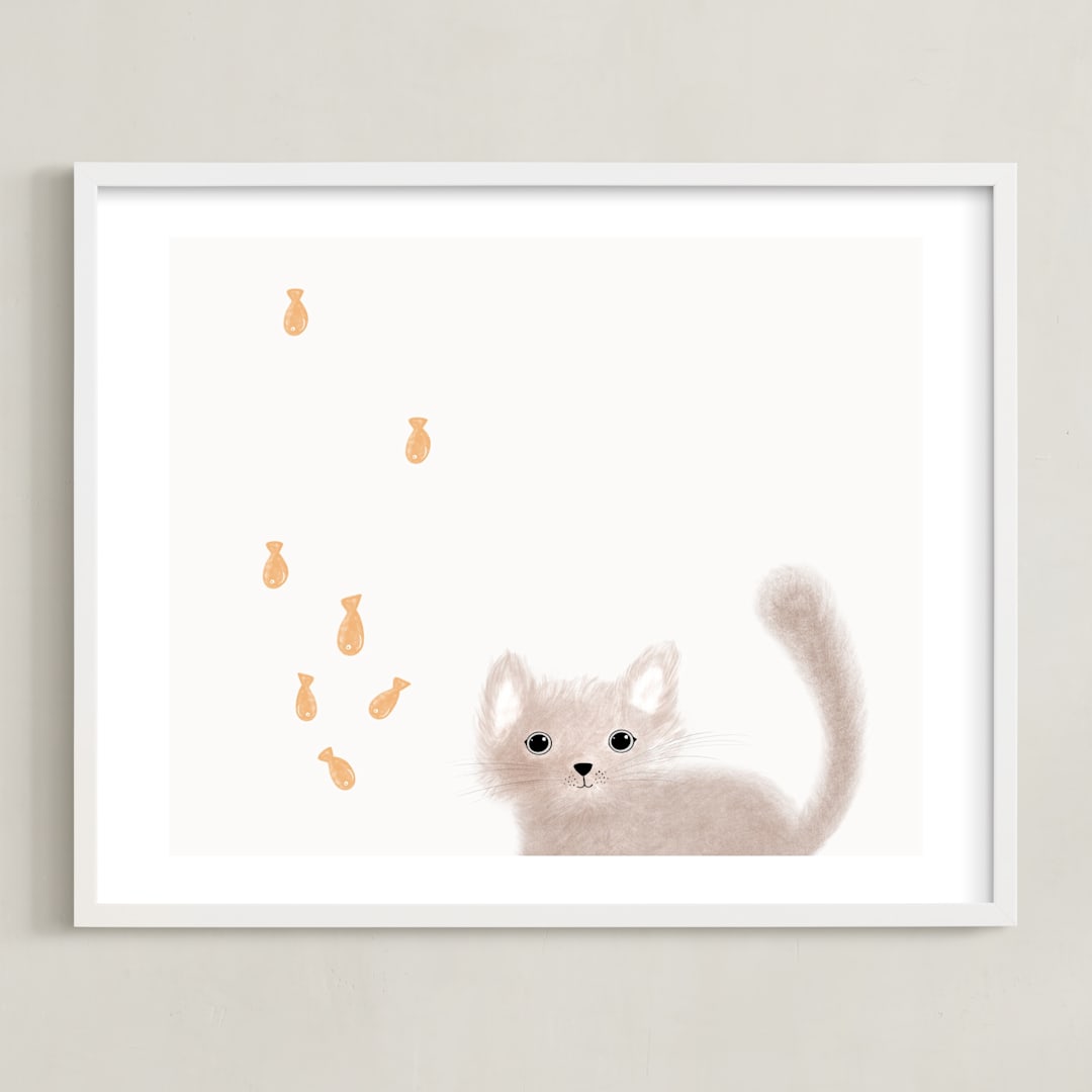 "It's Raining" - Art Print in Bambino by Maja Cunningham - Framed