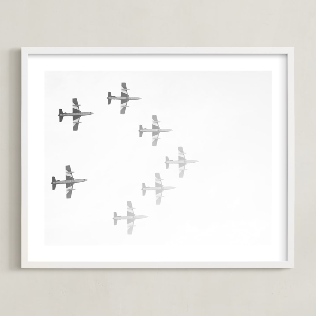 "Fly This Way" - Art Print in Smoky Grey by Heather Marie - Framed