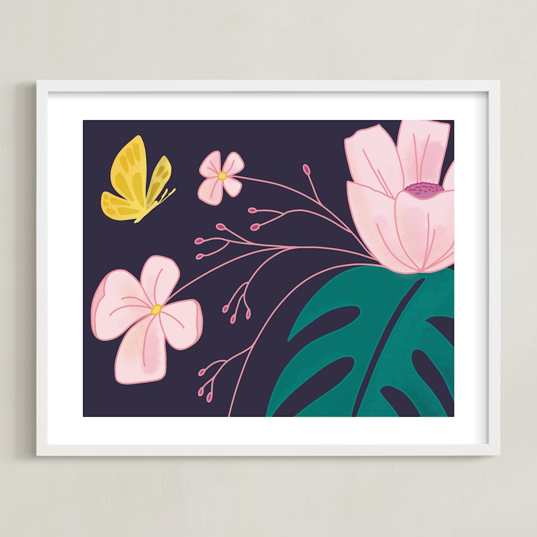 "Evening Blooms 2" - Art Print in Violet by Haley Warner - Framed