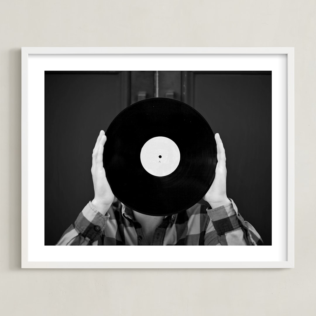 "Ahead of the Record" - Art Print in Black and White by Kaitie Bryant - Framed