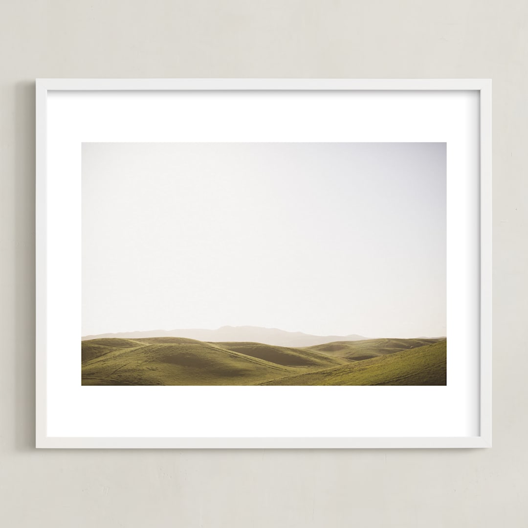 "Distance" - Art Print in Rolling Hills Green by Shannon Paras - Framed