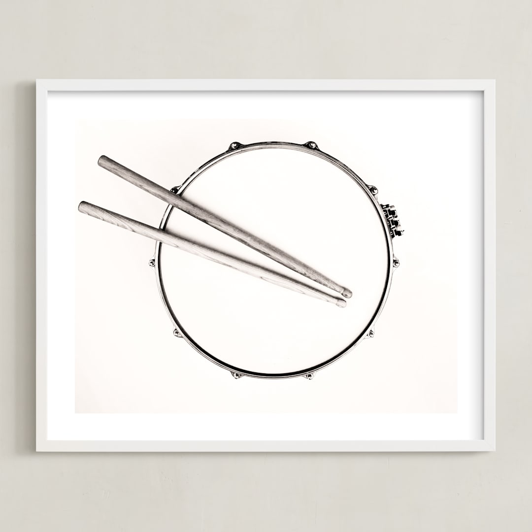 "Drummer" - Art Print in black and white by Marker Girl - Framed