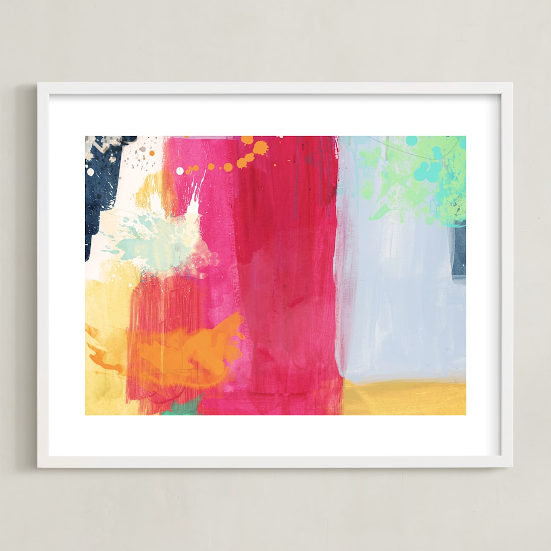 "Colorful Expression I" - Art Print in Magical Red by Carmen Guedez - Framed