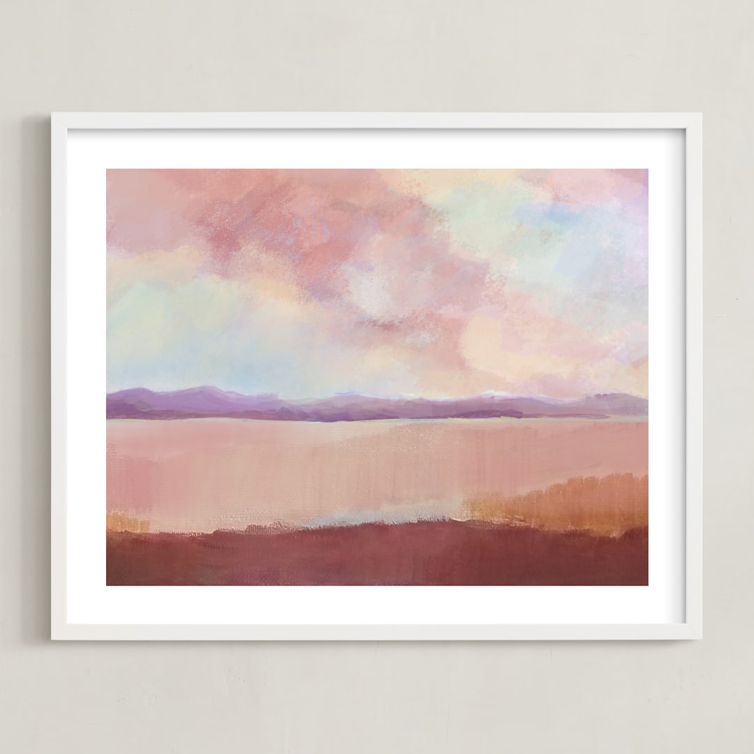 "Coral Desert" - Art Print in desert pink by AlisonJerry - Framed