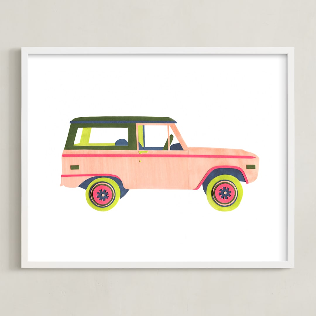 "Cruising Nantucket" - Art Print in Pale Pink by Kelsey Livingston - Framed