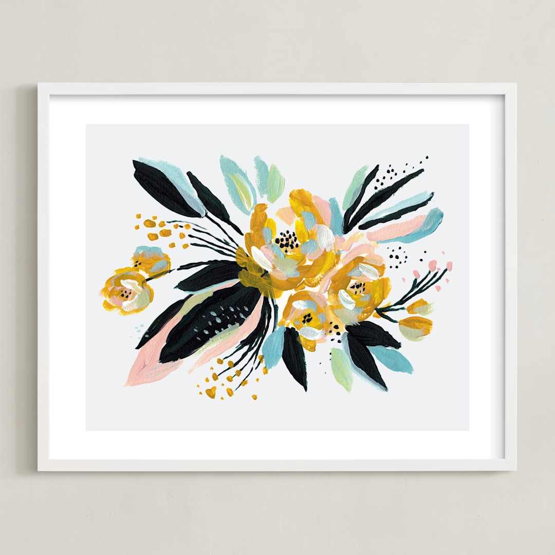 "Wildling" - Art Print in Daffodil Yellow by Kayla King - Framed
