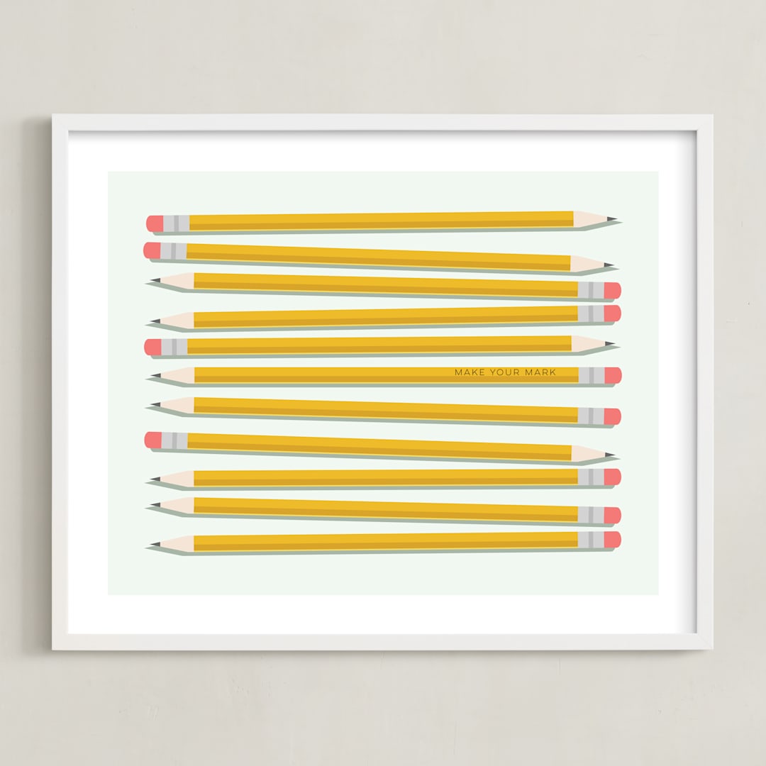 "Make Your Mark art print" - Art Print in Yellow by Sarah Cohn - Framed