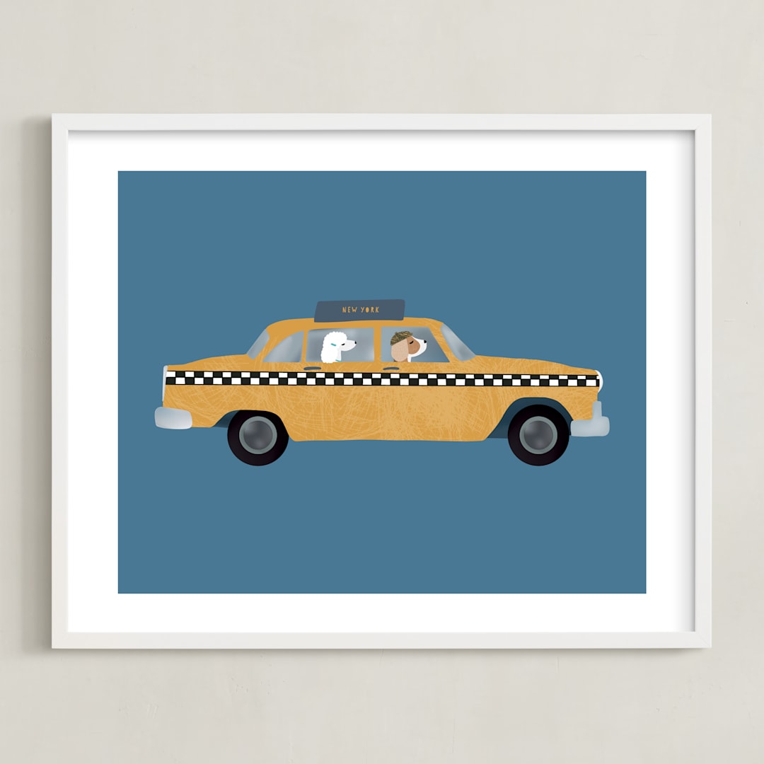 "New York" - Art Print in Taxi by Jenna Holcomb - Framed