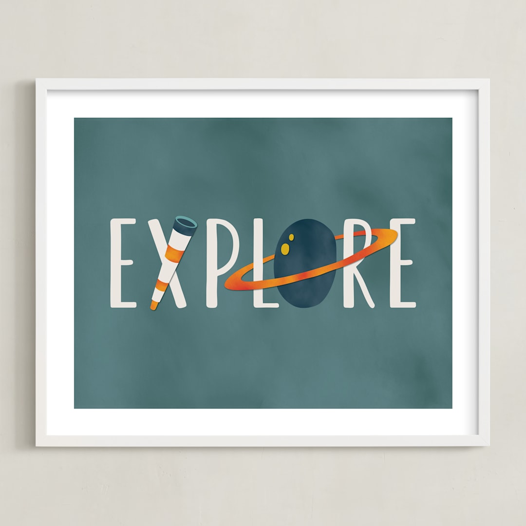 "Space to Explore III" - Art Print in Twilight by Heather Schertzer - Framed