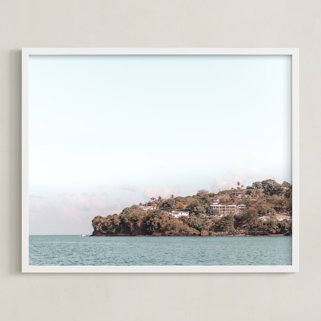 "St. Lucia" - Art Print in Deep Blue by Heather Loriece - Framed