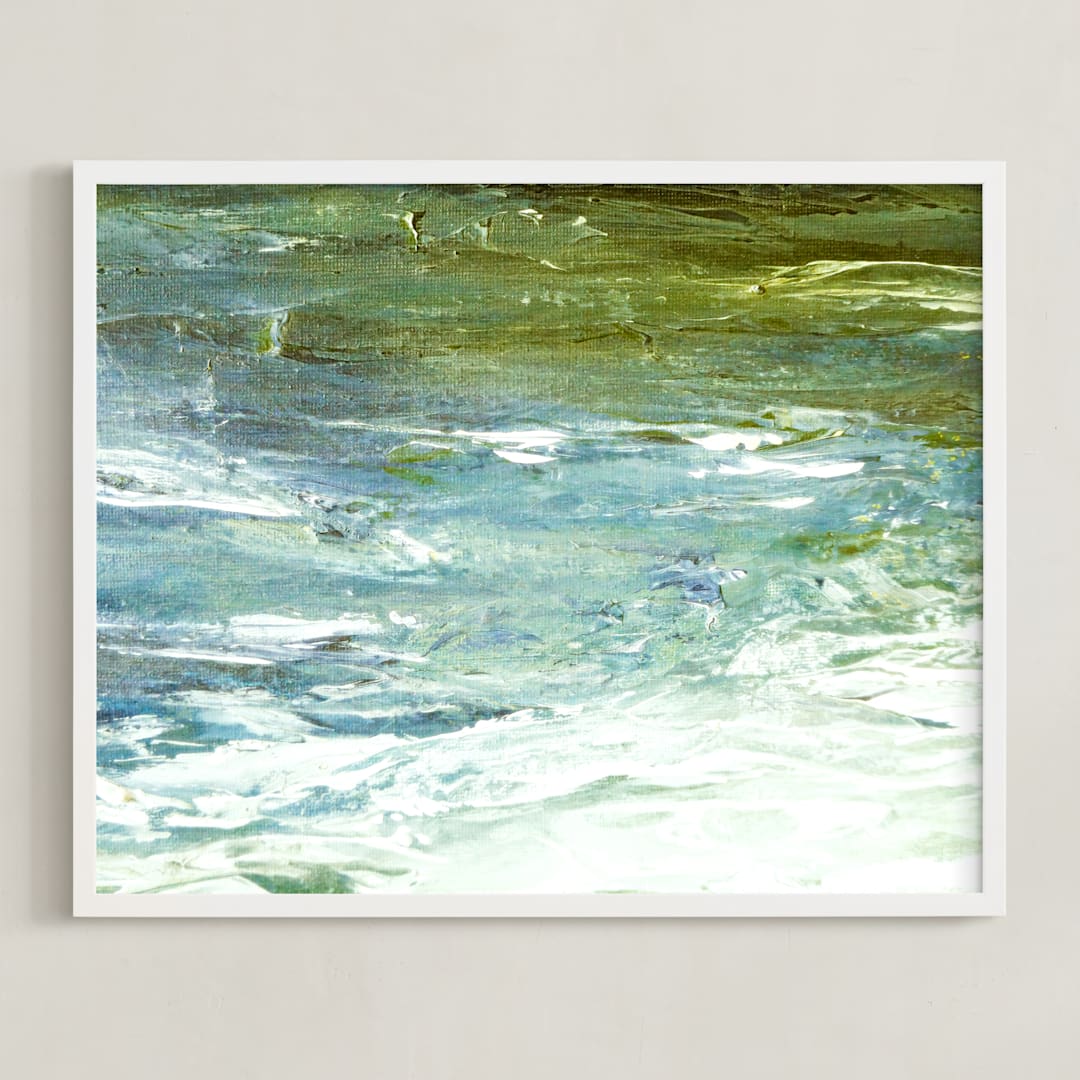 "Roil" - Art Print in aqua by Courtney Crane - Framed