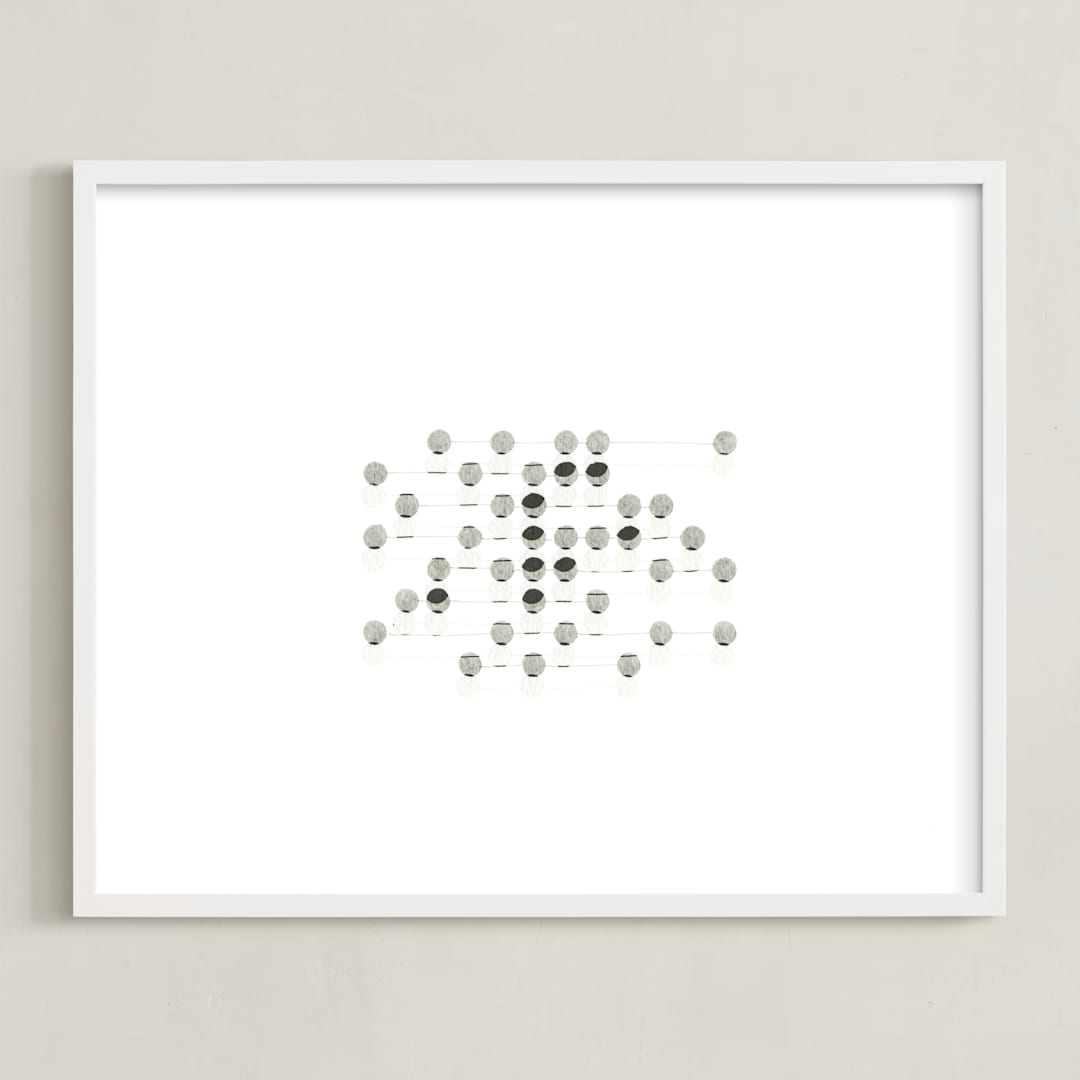 "Abacus 3" - Art Print in Charcoal by Stephanie Nowotarski - Framed