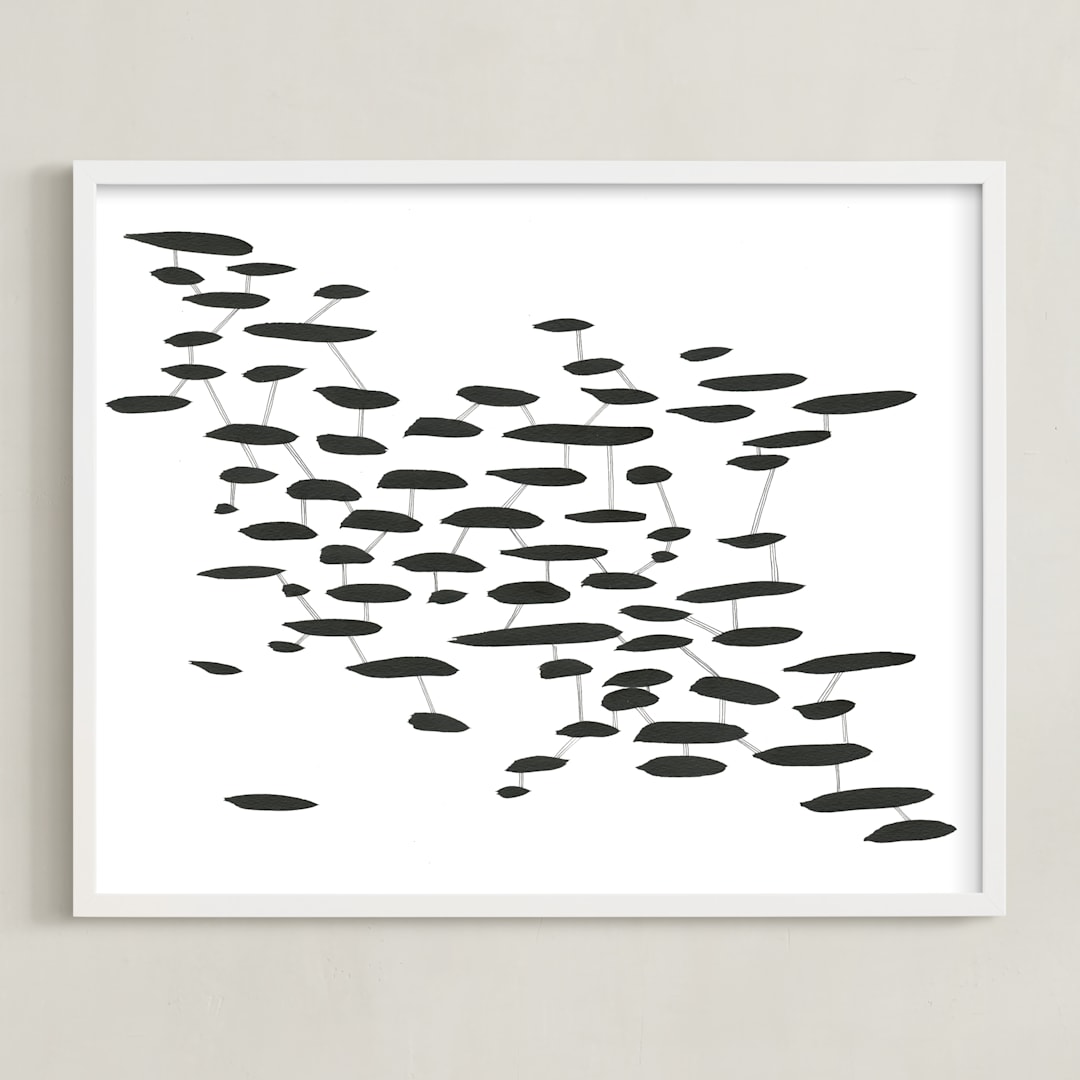 "Sun Spots I" - Art Print in Charcoal by Stephanie Nowotarski - Framed
