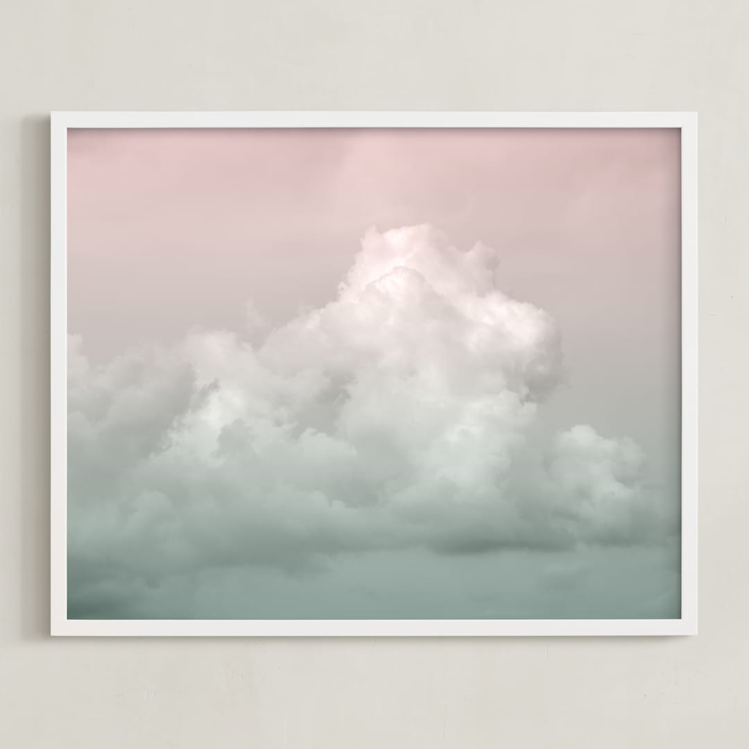 "Floating clouds" - Art Print in Dusty rose by Johanna Phillips Huuva - Framed