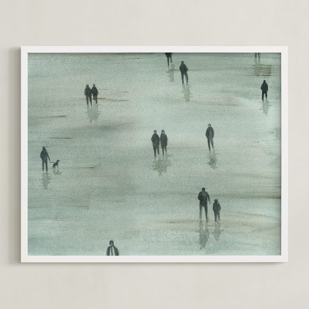 "Sunday Morning" - Art Print in Grey blue by Lulaloo - Framed