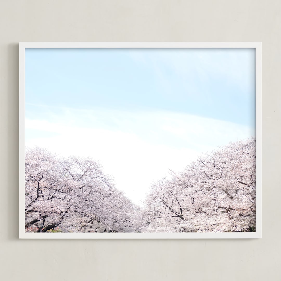 "Hanami" - Art Print in Cherry Blossom by Krissy Bengtson - Framed
