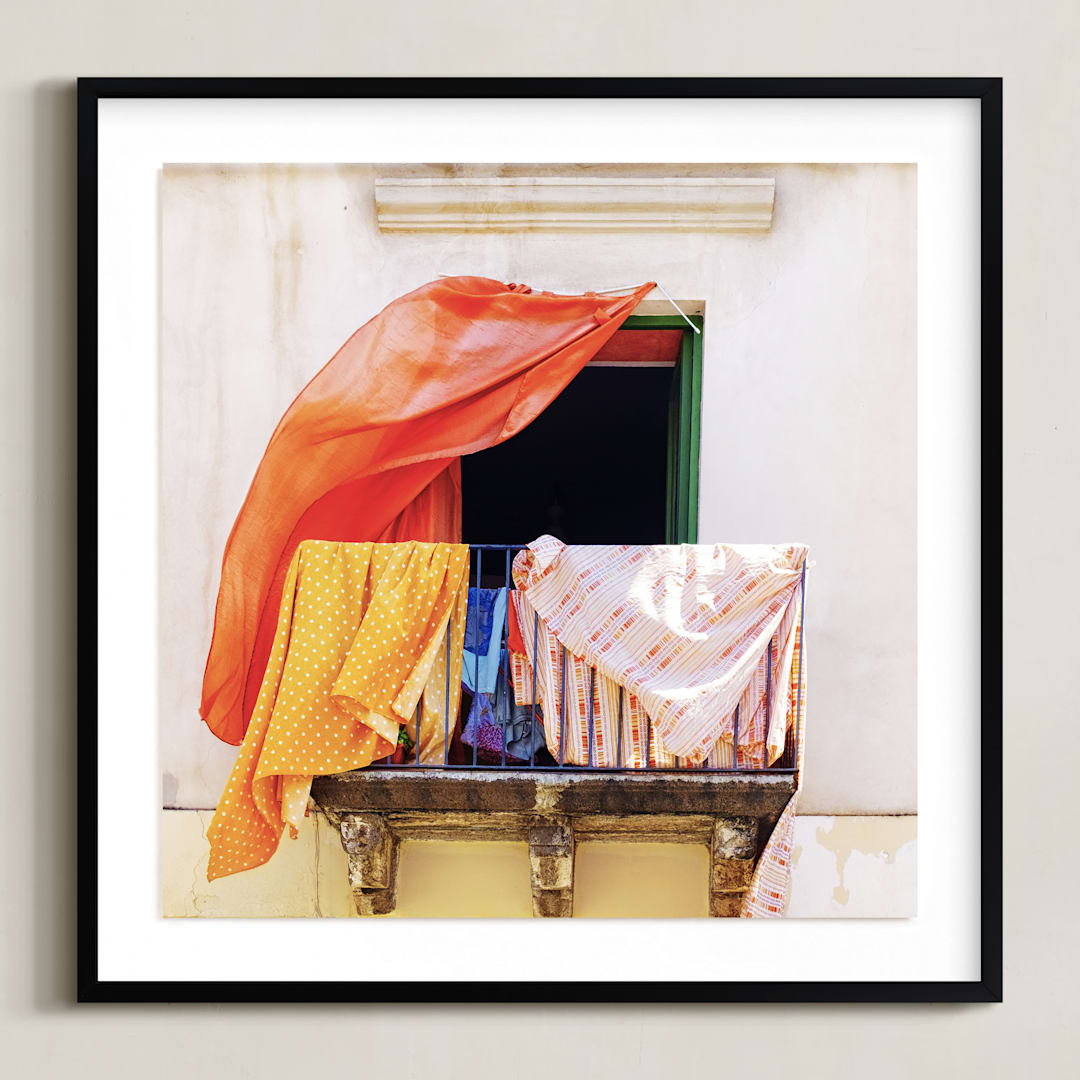 "A Summer in Lipari" - Art Print in Yellow sun by Massimiliano Massimo Borelli - Framed