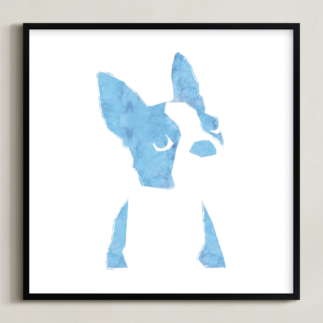 "baby boston" - Art Print in Baby Blue by Haley Weisberger - Framed