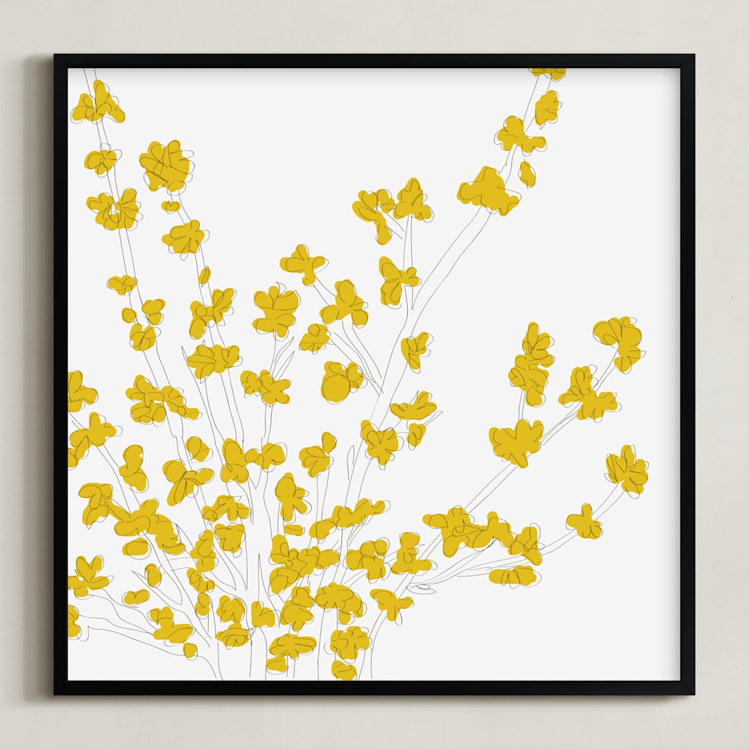 "Forsythia" - Art Print in Mustard by Vanessa Wyler - Framed