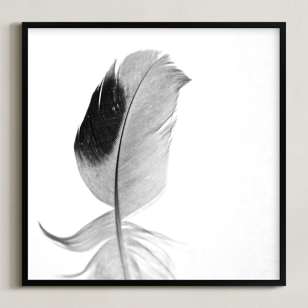 "Ruffled Feather" - Art Print in Black and White by Sarah Luna - Framed