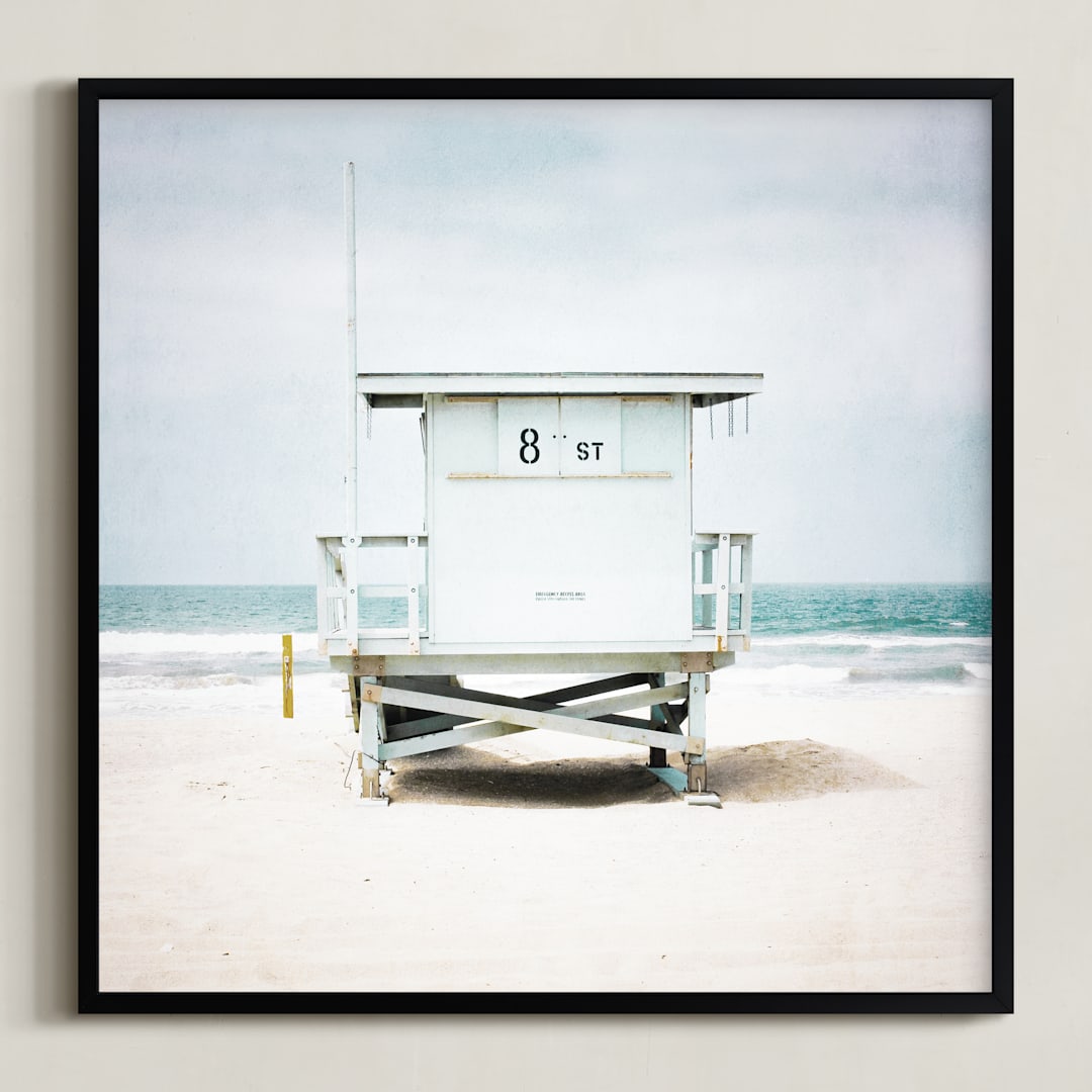 "8th Street Tower" - Art Print in blue by Shannon Howard - Framed
