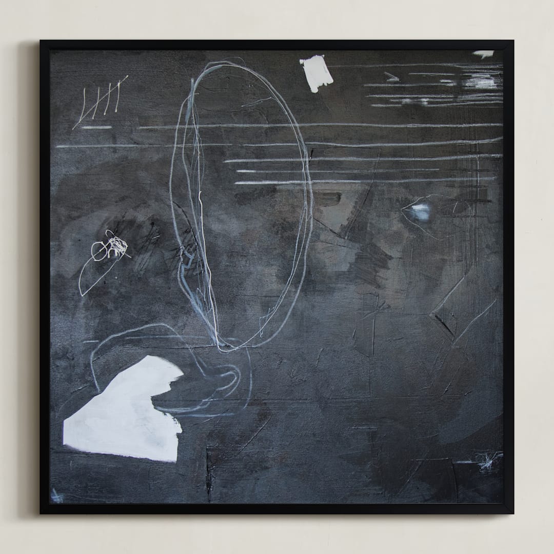 "It's Never Just Black and White" - Art Print in Blue Grey by Jan McCarthy - Framed