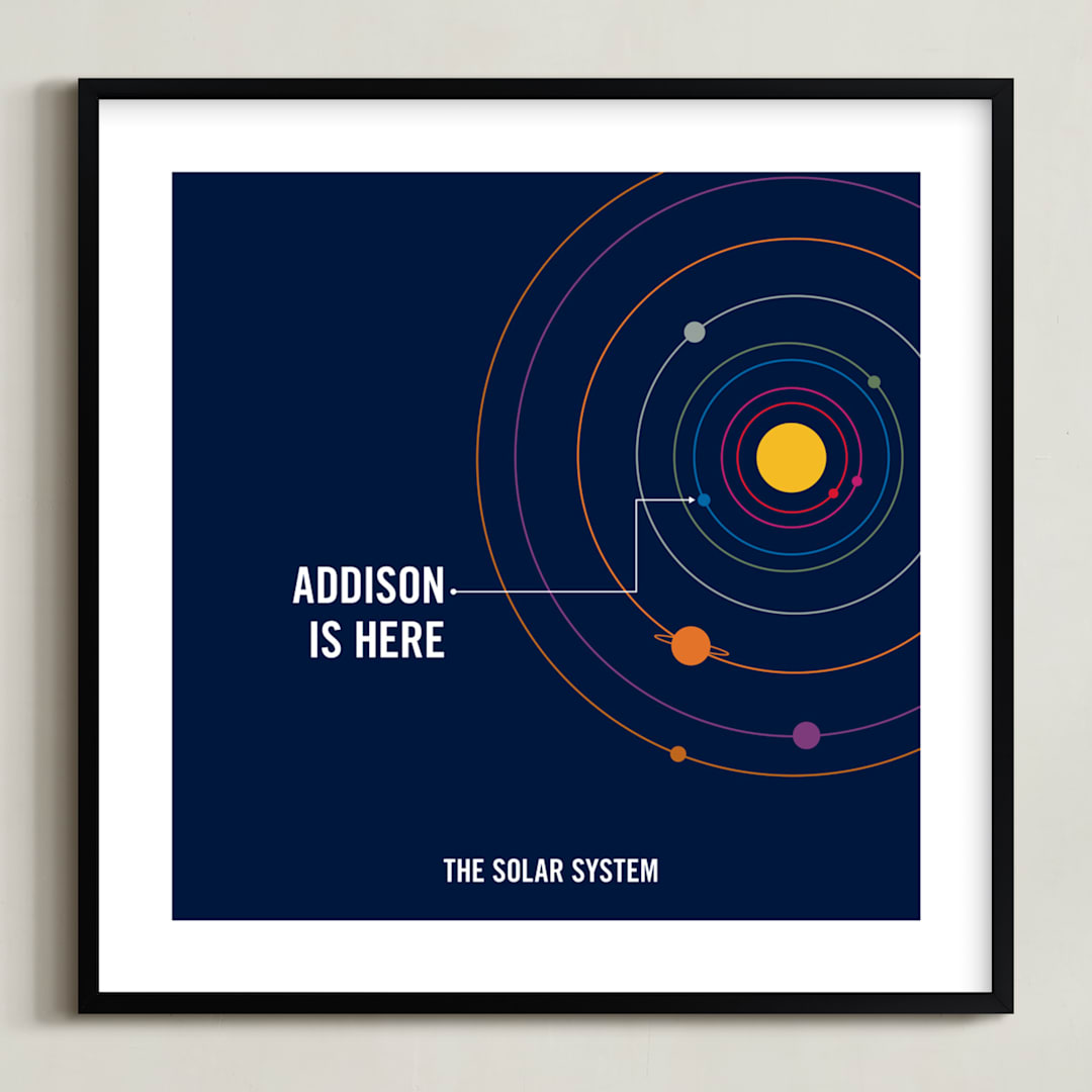 "You are Here" - Personalized Art Print in Midnight by Robin L. Andrews - Framed