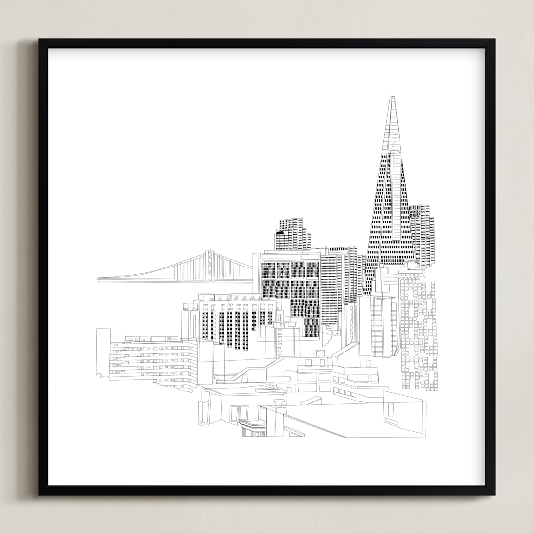 "San Francisco" - Art Print in Jet black by Neeta Sawhney - Framed