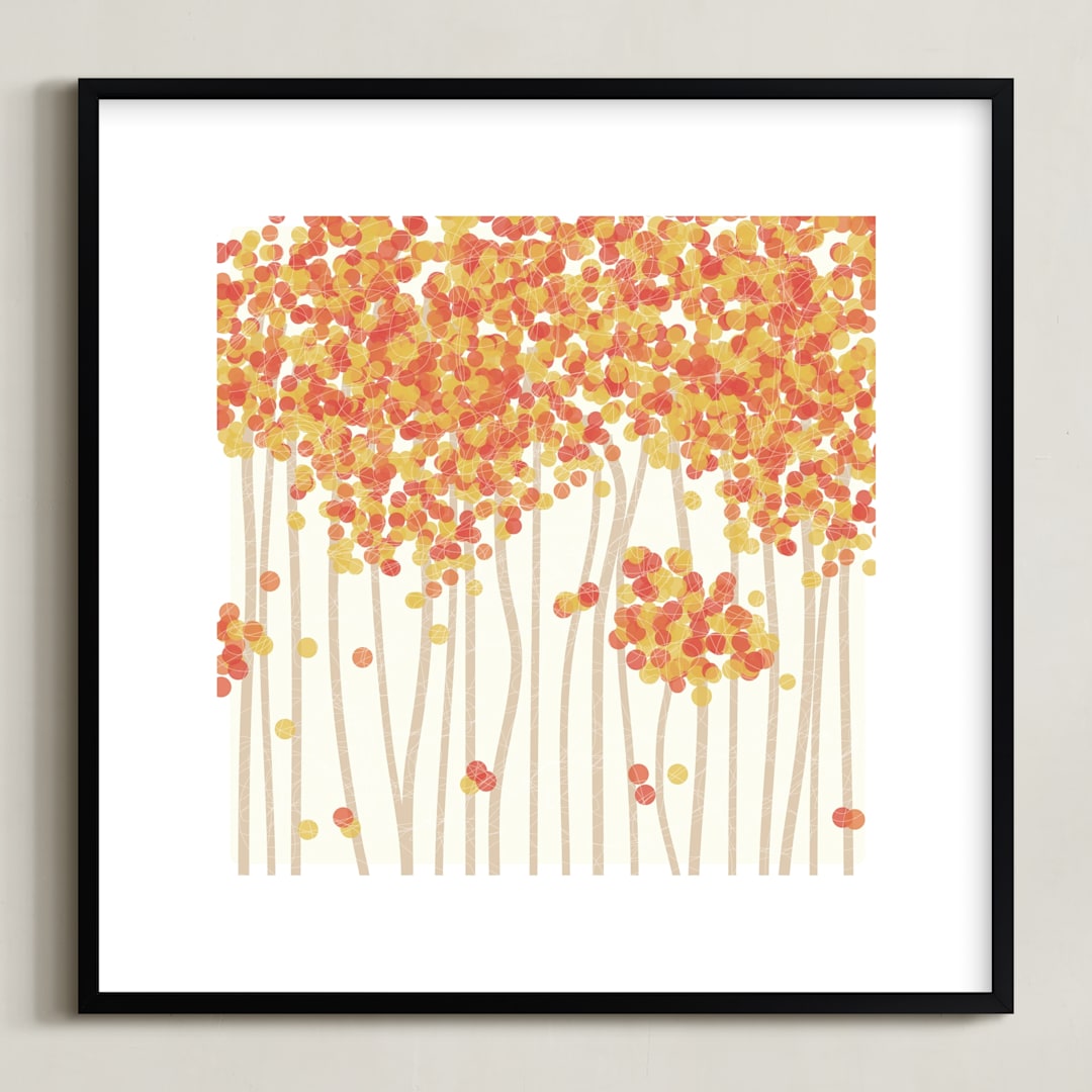 "Nature's Confetti" - Art Print in Persimmon by Inkblot Paper - Framed