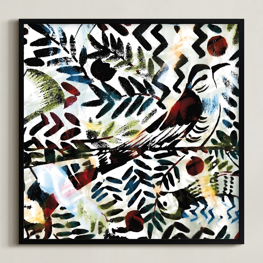 "Bird Song Master" - Art Print in Blue Bird by A MAZ Design - Framed