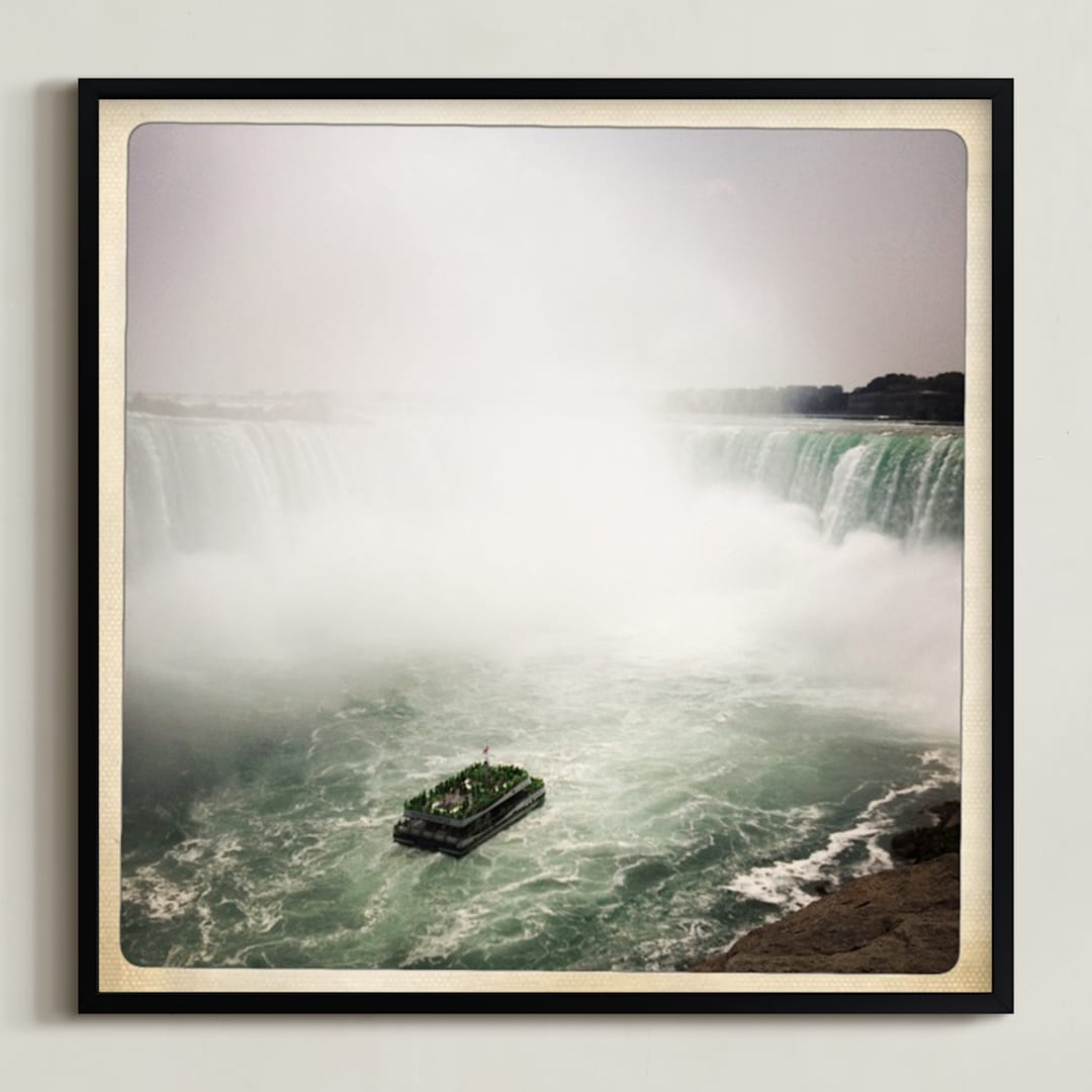 "Niagara Falls-Canada" - Art Print in misty blue by Margaret Hine - Framed