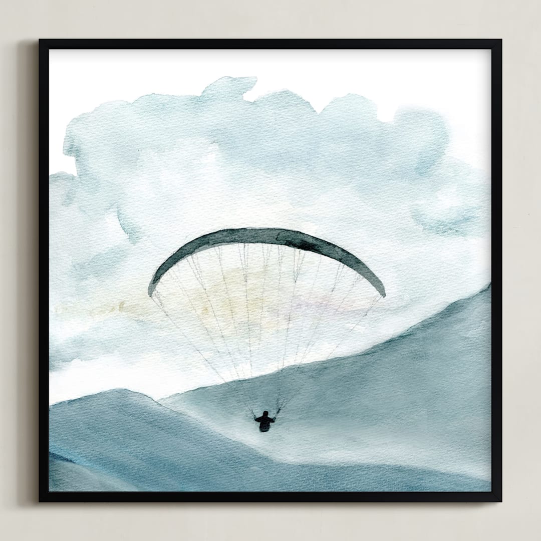 "Through the sky 1" - Art Print in sky blue by Lulaloo - Framed