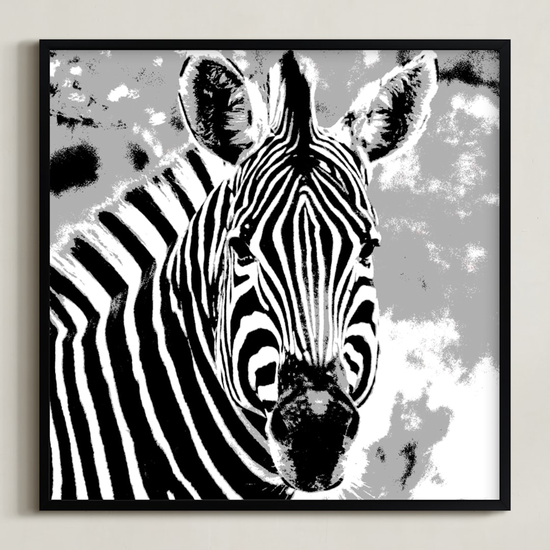 "mr ZEBRA" - Art Print in zebra black by Gail Schechter - Framed