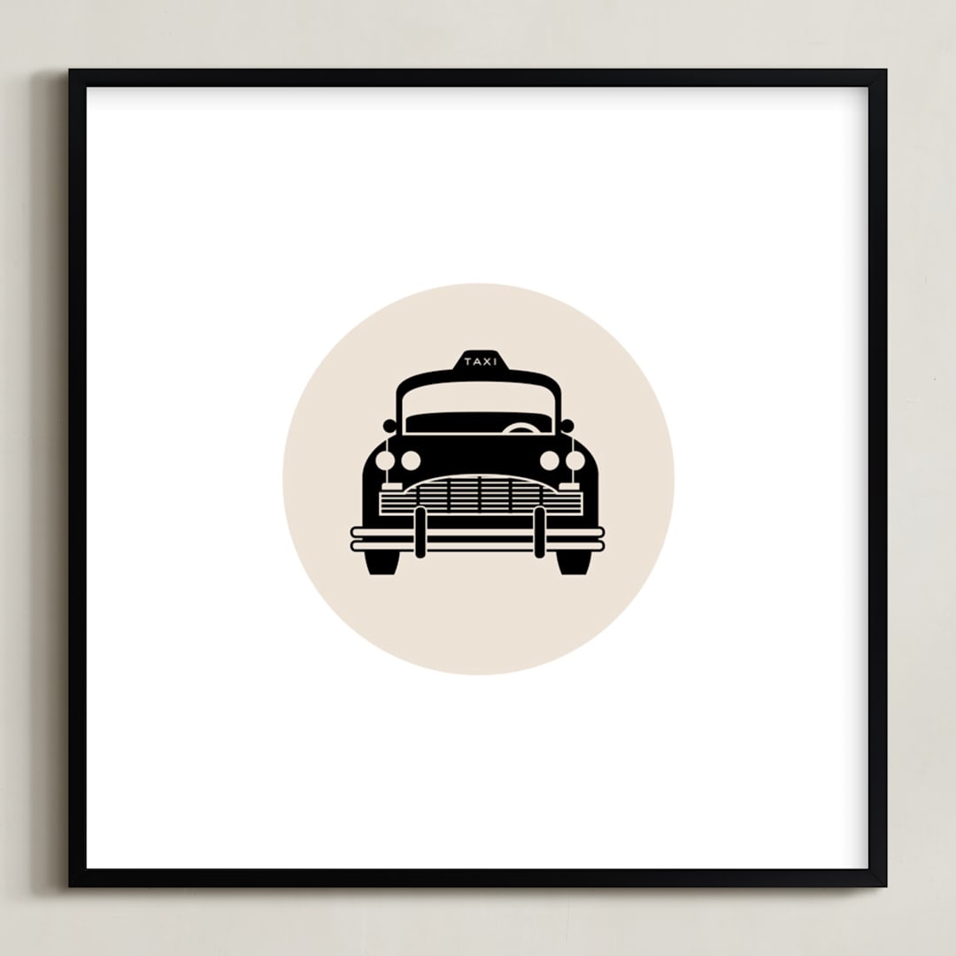 "Retro Taxi" - Art Print in Bone by Alaina Cherup - Framed