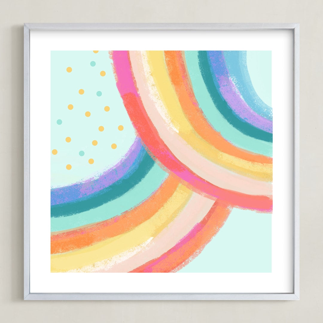 "Ventura Rainbow ll" - Art Print in Rainbow Mint by AlisonJerry - Framed