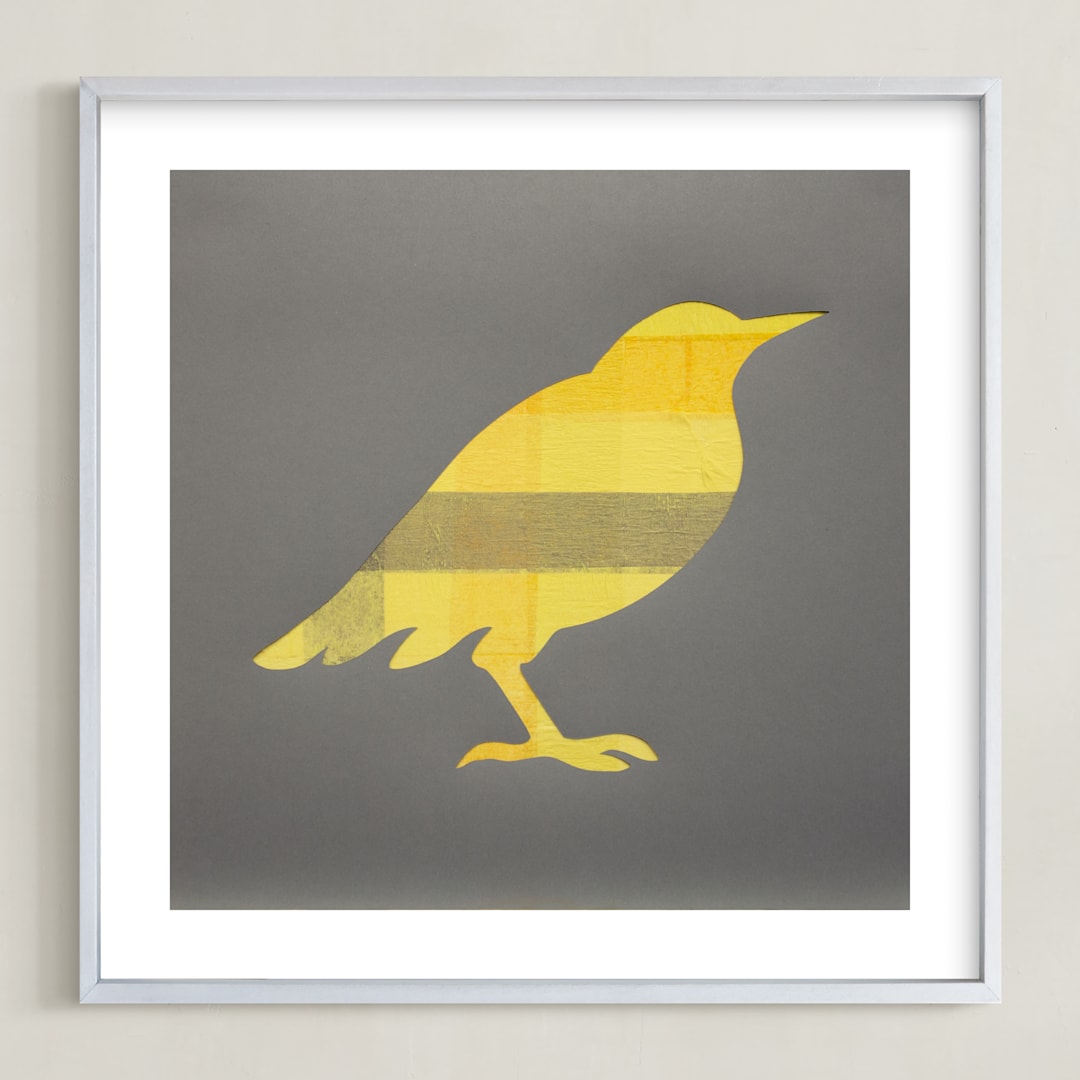 "Yellow Bird" - Art Print in Canary Yellow by Jeff Preuss - Framed
