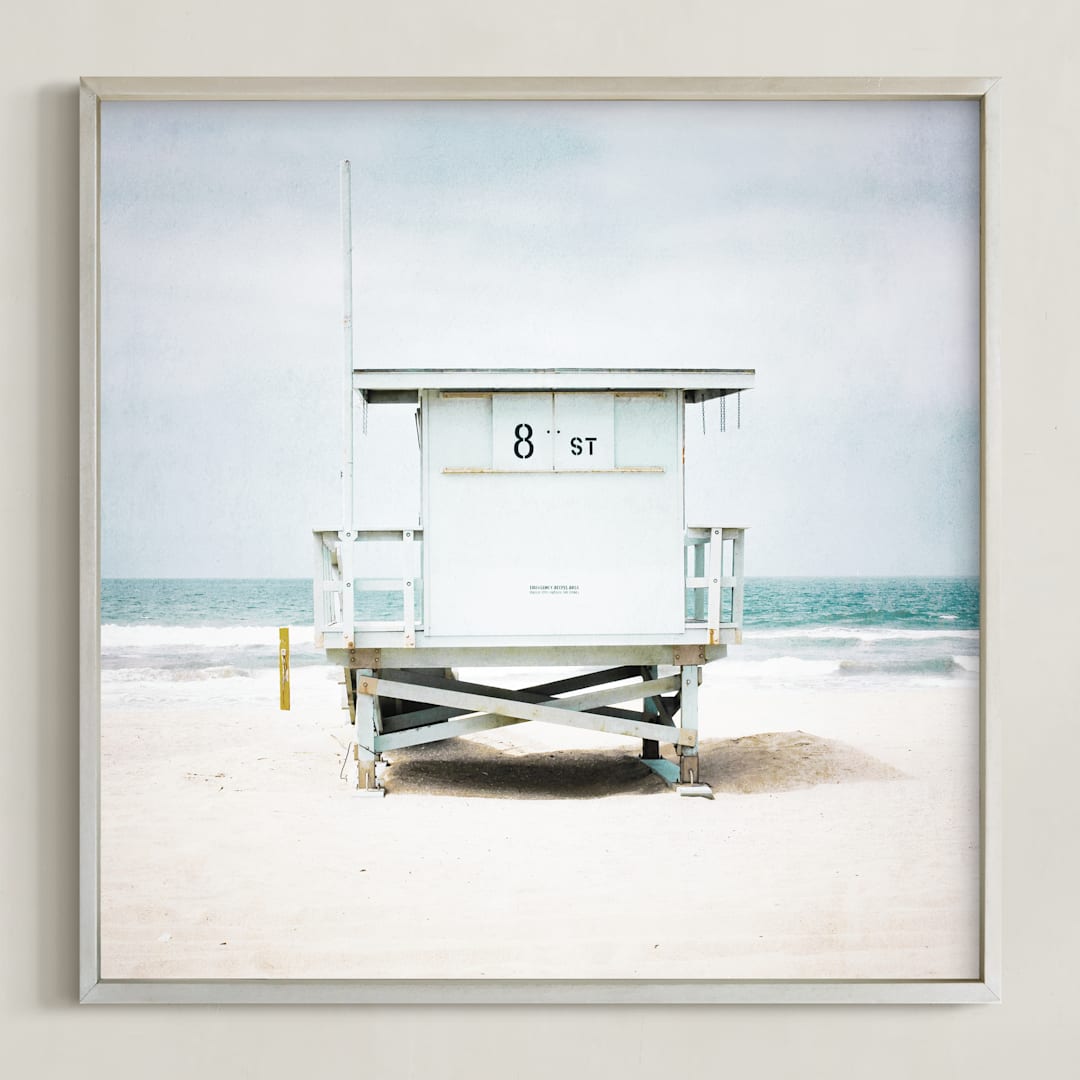 "8th Street Tower" - Art Print in blue by Shannon Howard - Framed