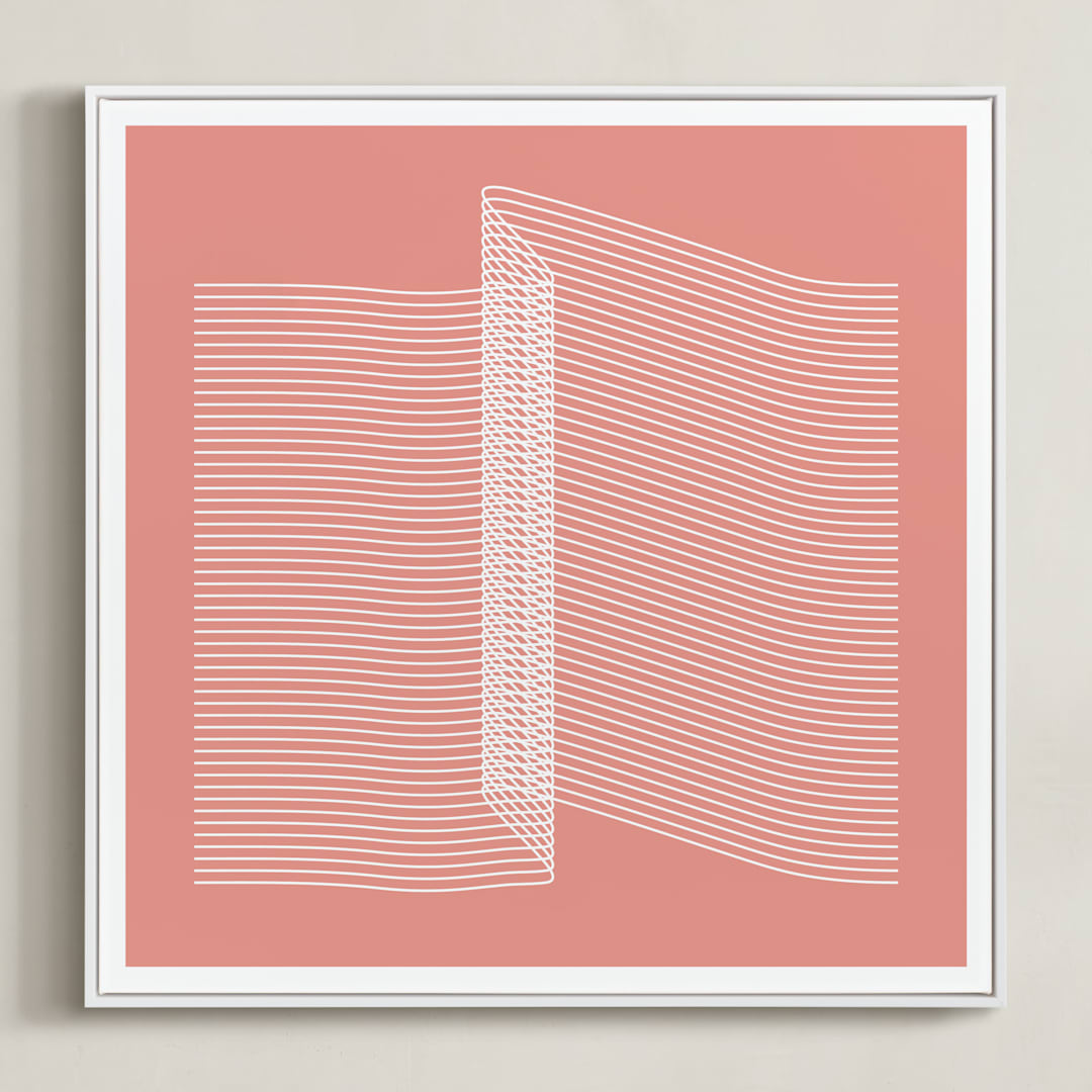 "Pink and Lines rigth" - Art Print in coral pink by Marco Berrios - Framed Canvas