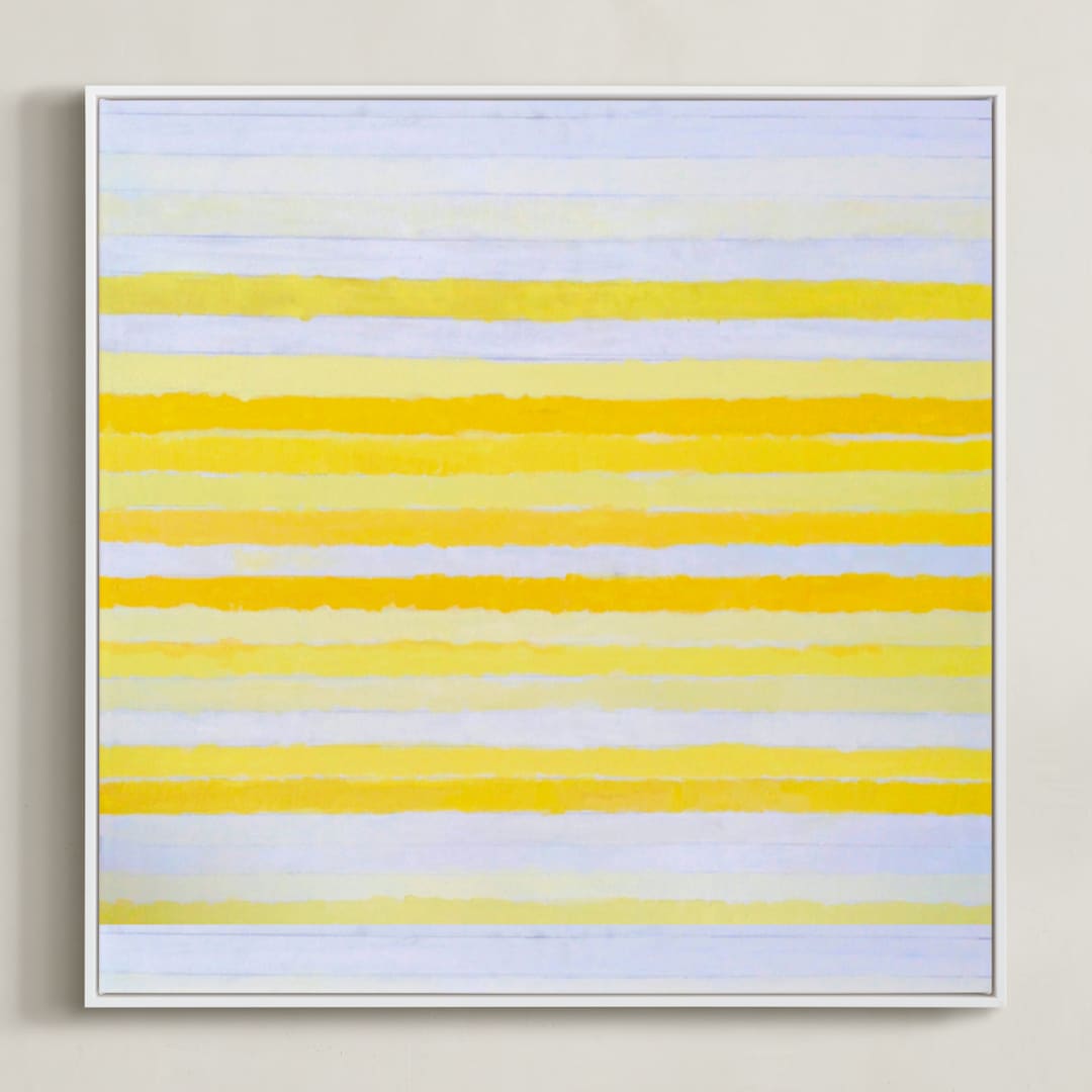 "an ode to agnes" - Art Print in bright sunny yellow by tina johnson - Framed Canvas