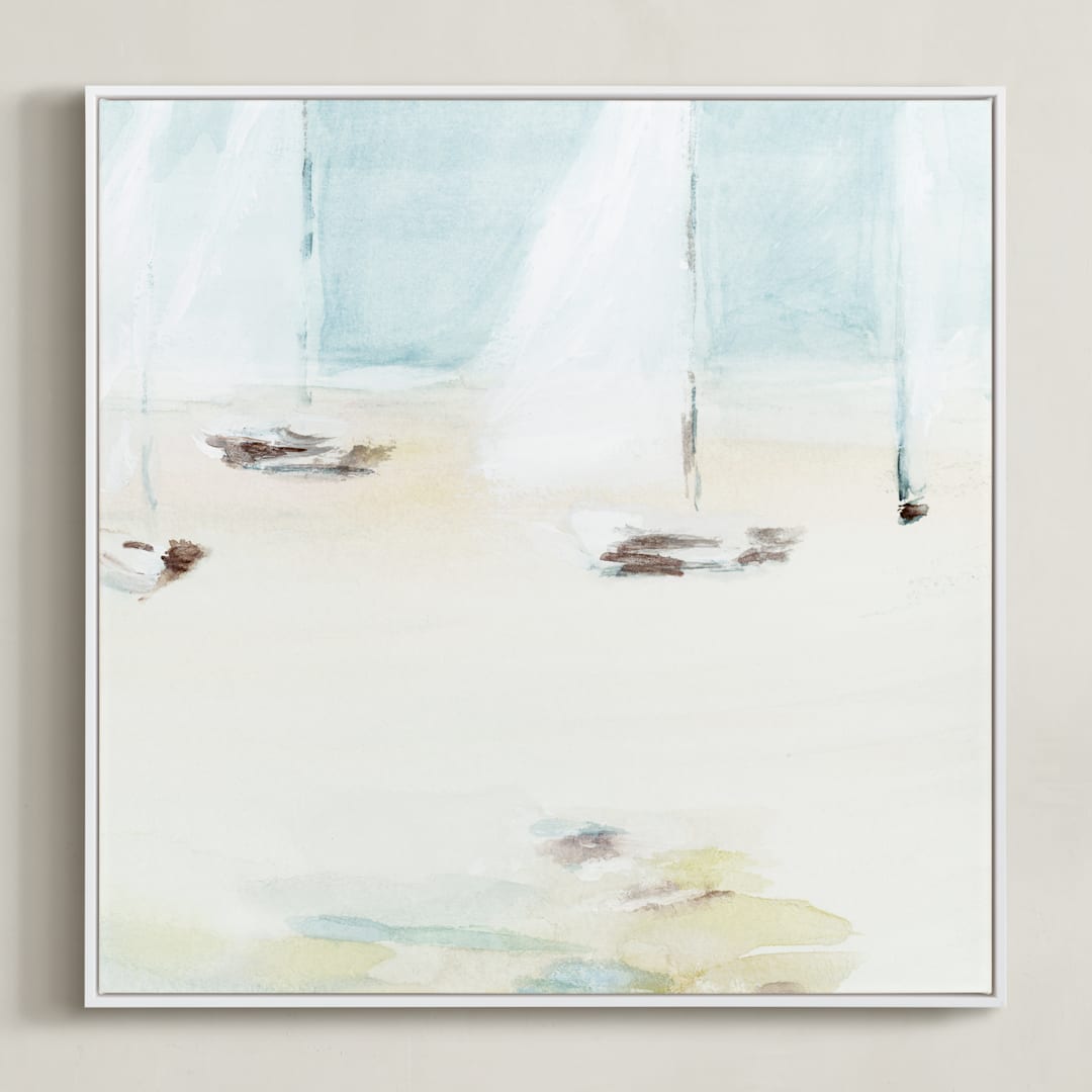 "Ahoy" - Art Print in Salt Water Blue by Mande Calhoun - Framed Canvas