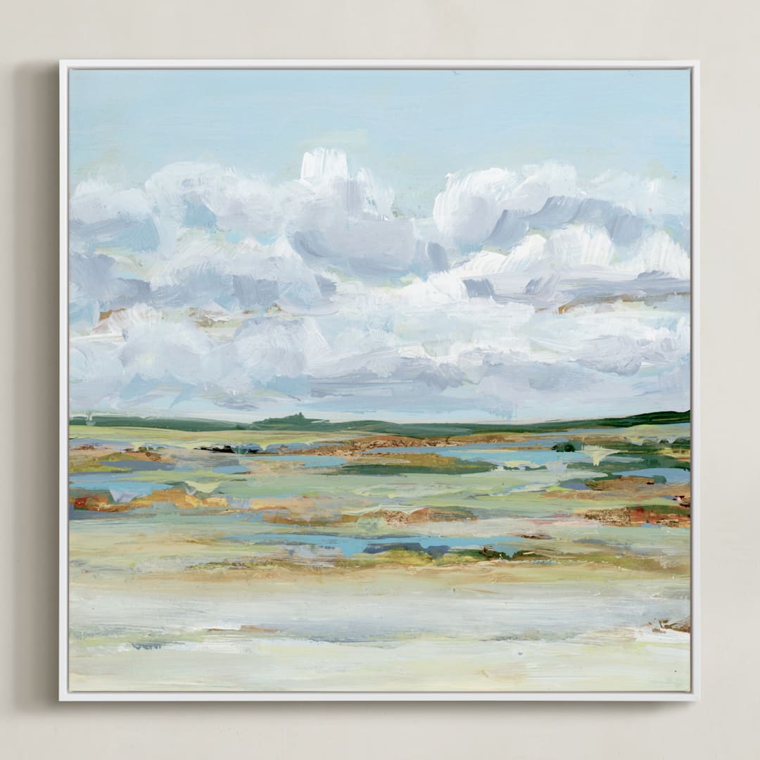 "Of the Prairies" - Art Print in Pistachio by Nicole Walsh - Framed Canvas