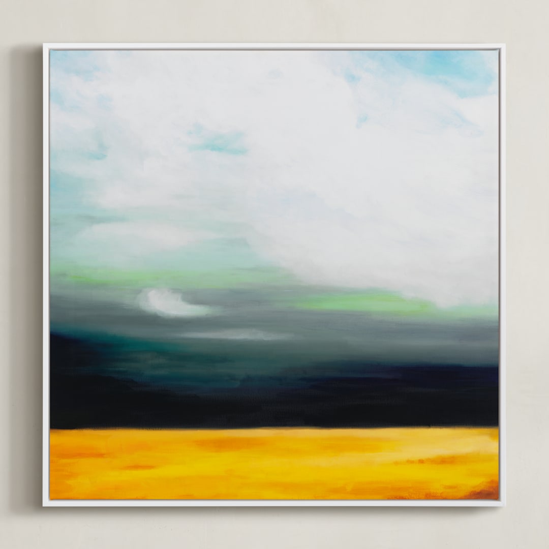 "Golden Grain" - Art Print in Golden Sienna by Amy Hall - Framed Canvas