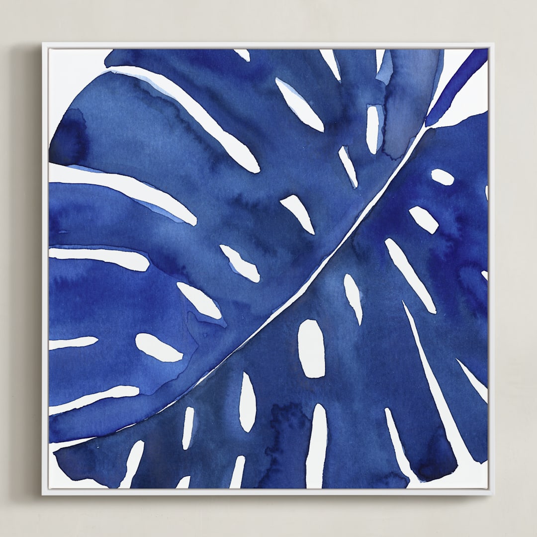 "Azul II" - Art Print in White by Luz Alliati - Framed Canvas