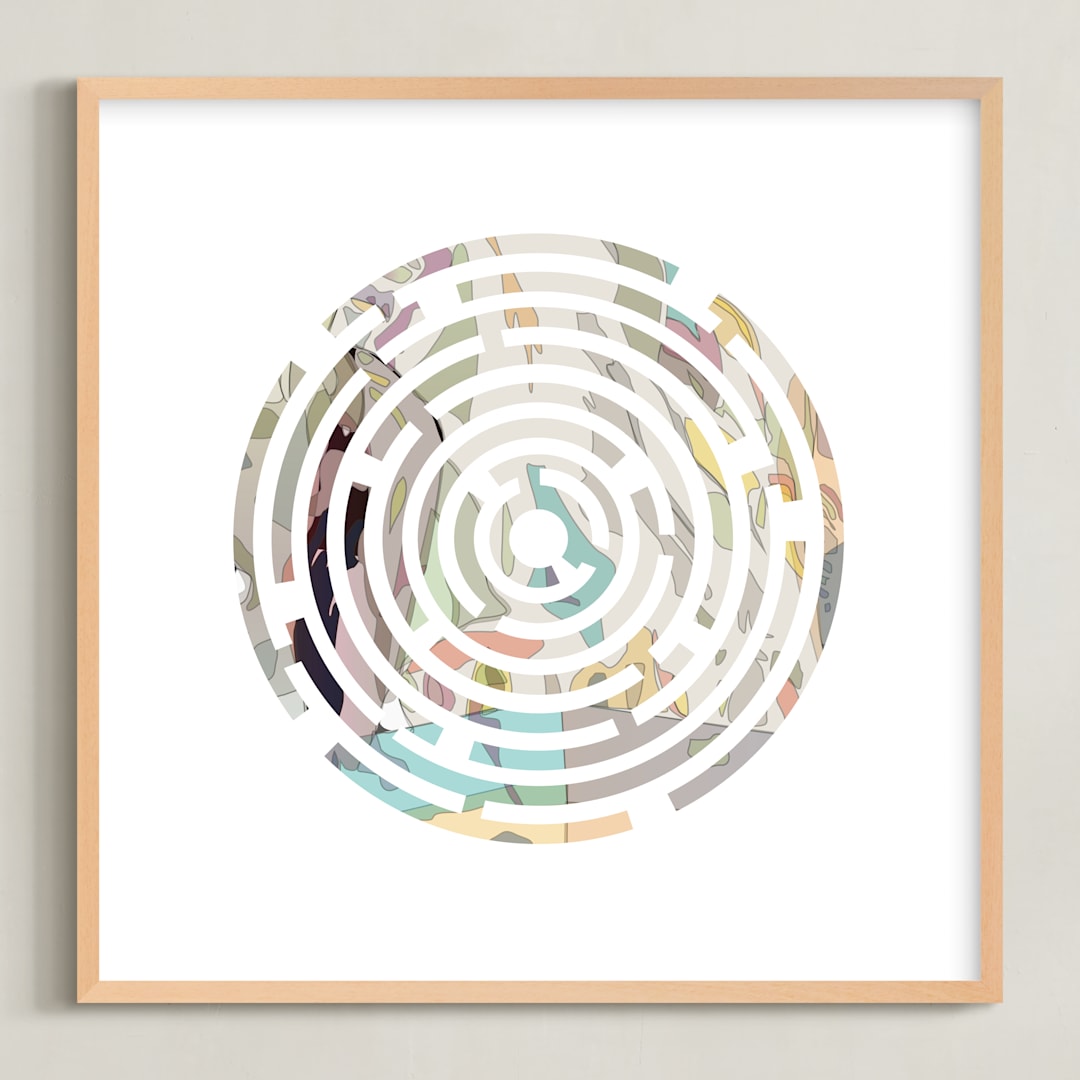 "Graphic Puzzle 2" - Art Print in White by Pat Jennings - Framed