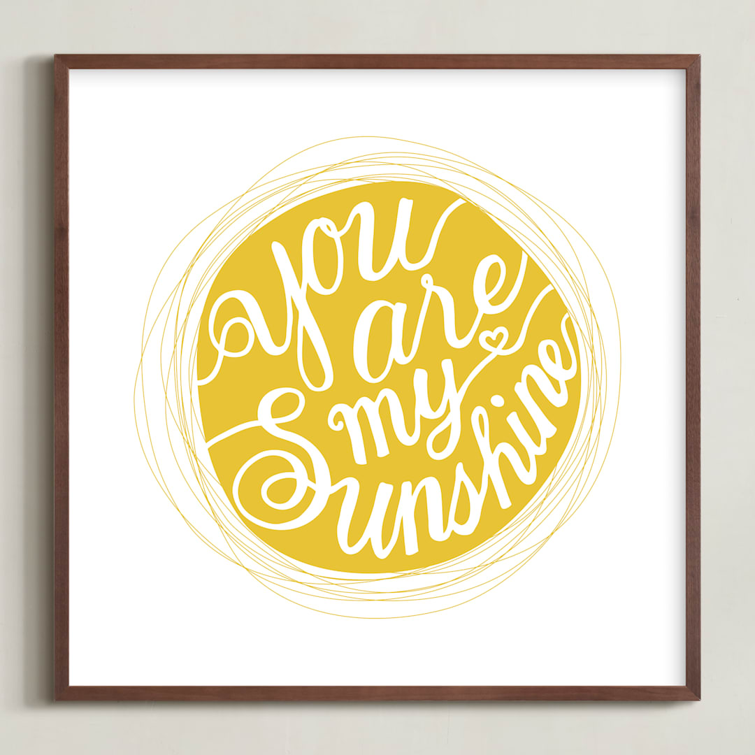 "You are my sinshine" - Art Print in Mustard Yellow by Shannon Chen of Four Wet Feet Studio - Framed