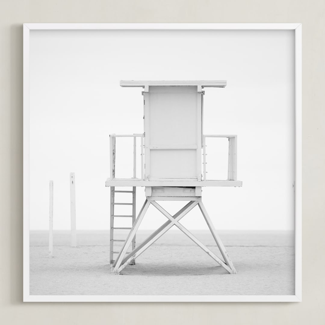 "Iconic Lifeguard tower" - Art Print in Neutral Grey by Kate Houlihan Photography - Framed