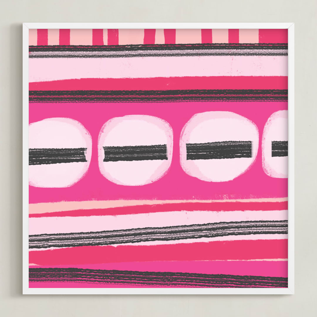 "Poppy Pinks" - Art Print in Poppy Pink by Melanie Biehle - Framed