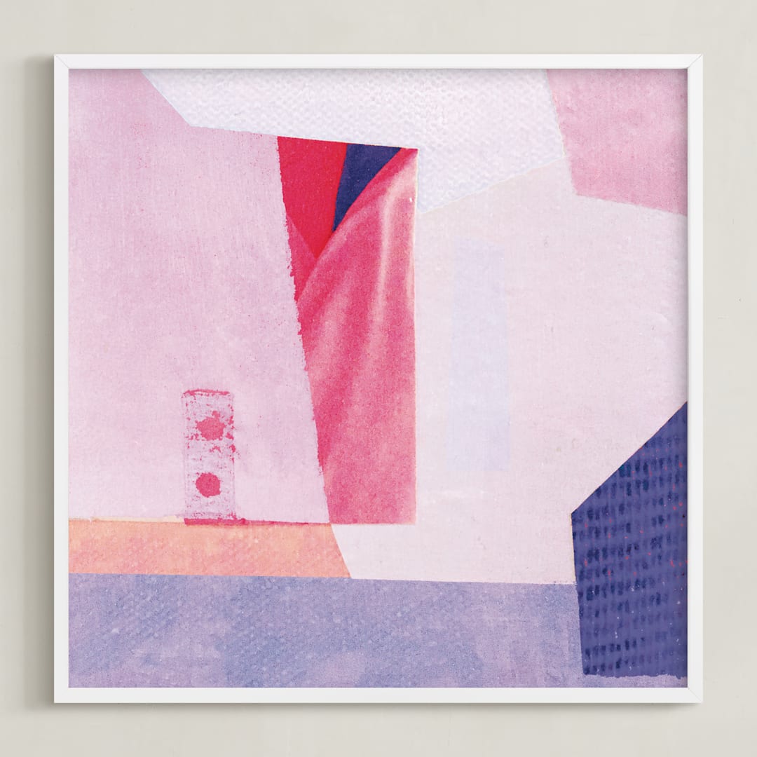 "Sunset at the Beach" - Art Print in Lilac Pink by cassie adams - Framed